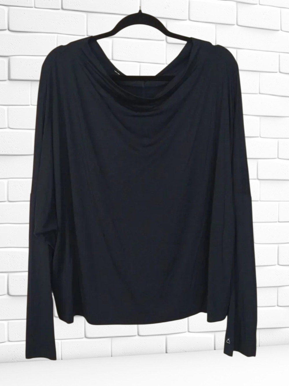 Stella & Dot Dark Navy Blue Draped Cowl Long Sleeve Top